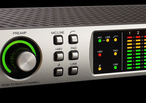 Aside from the amazingly high sonic quality of the converters and other features of this interface there are four supreme preamps. They’re transparent and great to use when adding plugins to the chain.